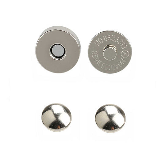 silver double rivet magnetic snap, magnetic button, metal button