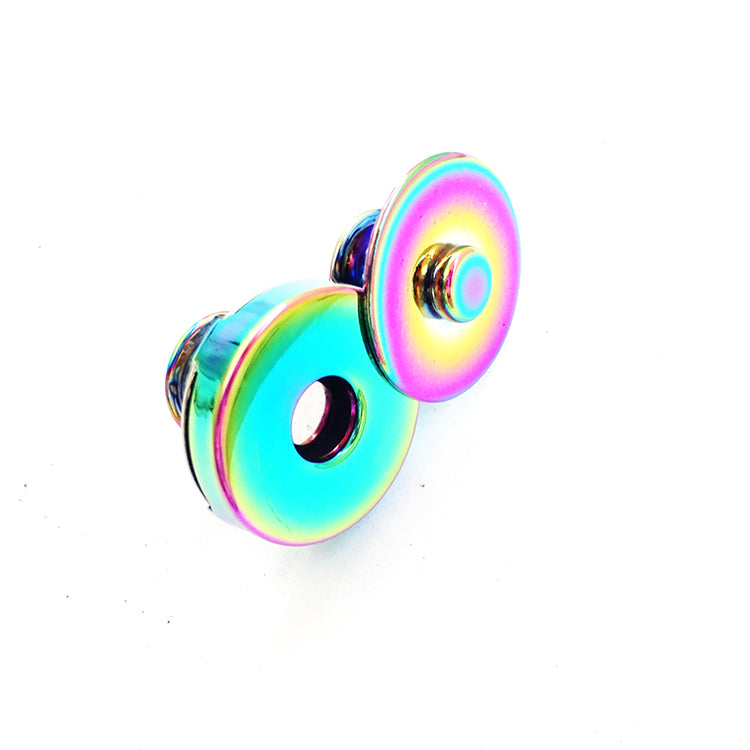 Rainbow double rivet magnetic snap, magnetic button, metal button