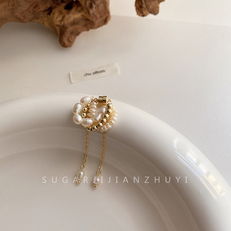 25PCS Pearl Tassel Magnet Earrings