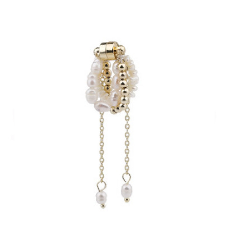 25PCS Pearl Tassel Magnet Earrings
