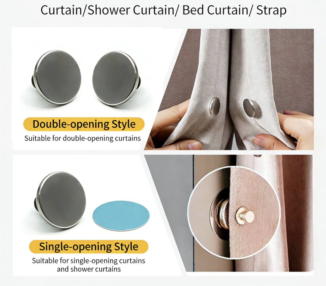20sets Magnetic Curtain Clips with Tack, Curtain Weight Magnets, Drapery Closure Buckle for Light Leakage & Wind Proof