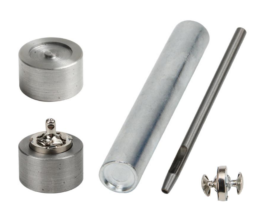 Hand Tooling For Double Rivet Magnetic Snap