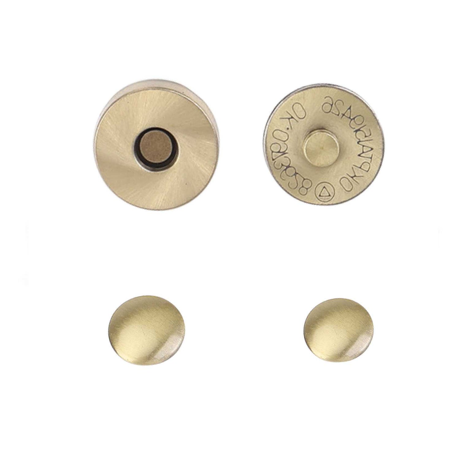 Brush antique brass double rivet magnetic snap, magnetic button, metal button