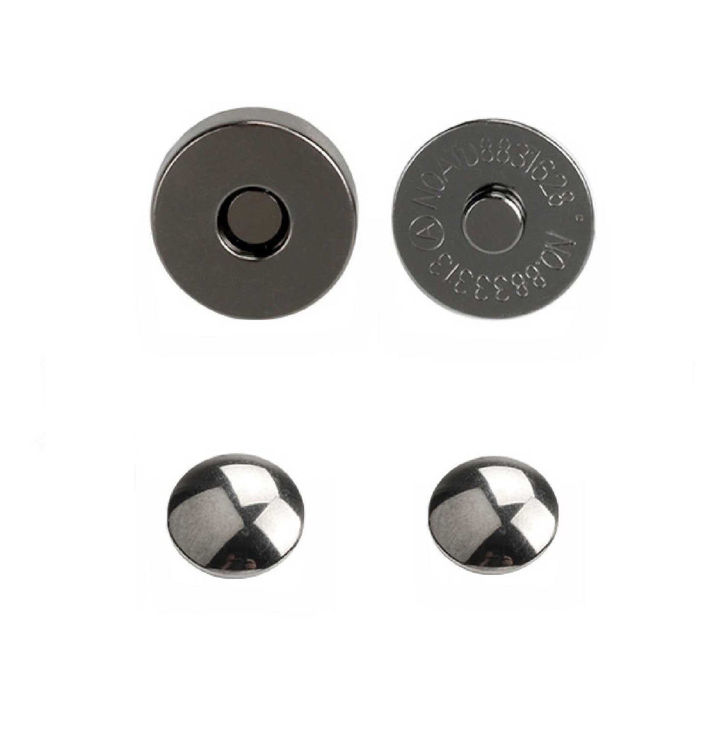 Gunmetal double rivet magnetic snap, magnetic button, metal button