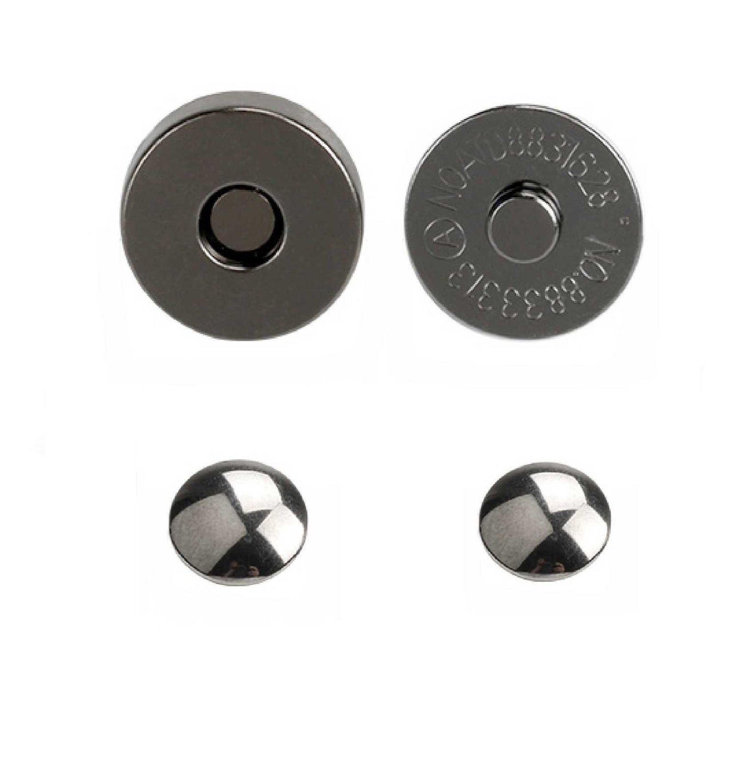 Gunmetal double rivet magnetic snap, magnetic button, metal button