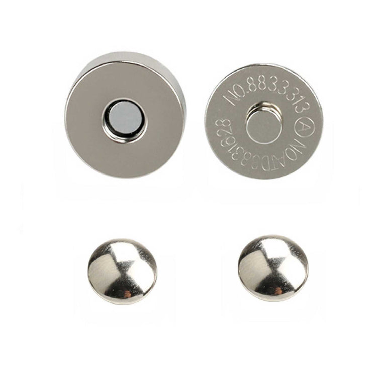 silver double rivet magnetic snap, magnetic button, metal button