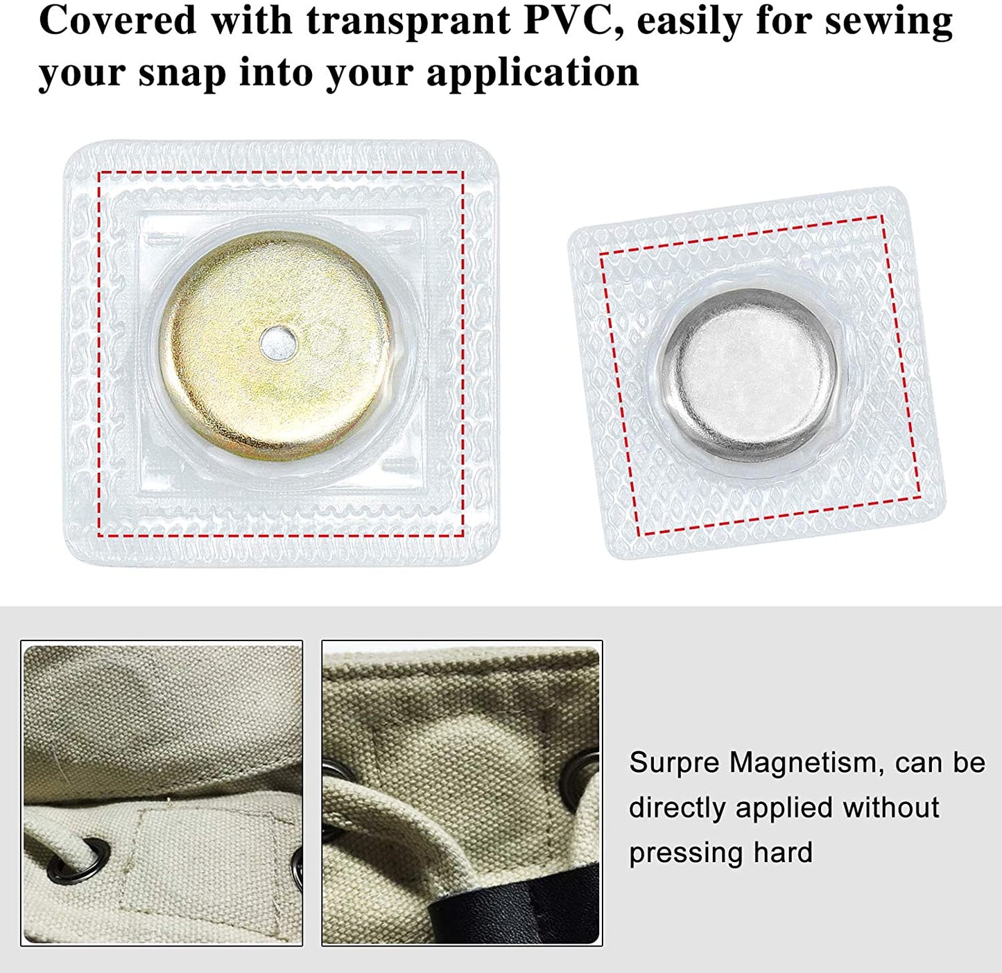 50 Pairs Invisible Sew Magnet Round Shape Single Pole with PVC