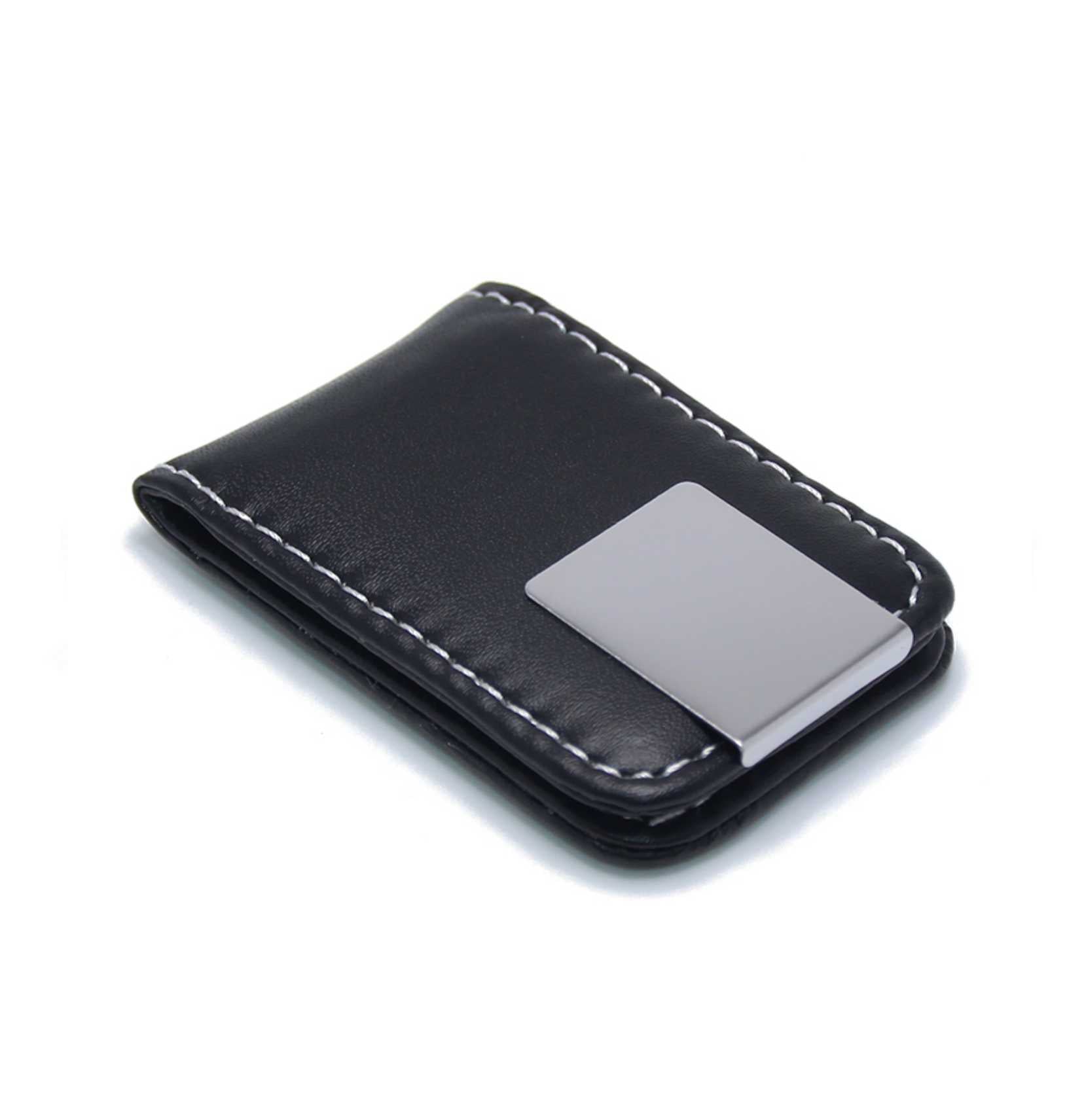 Black Leather Money Clip
