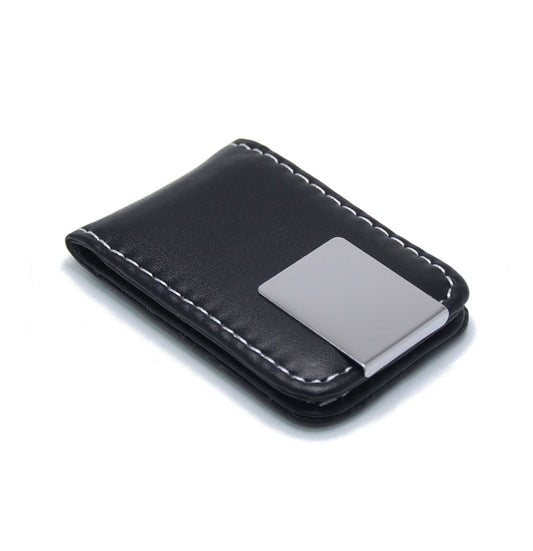 Black Leather Money Clip