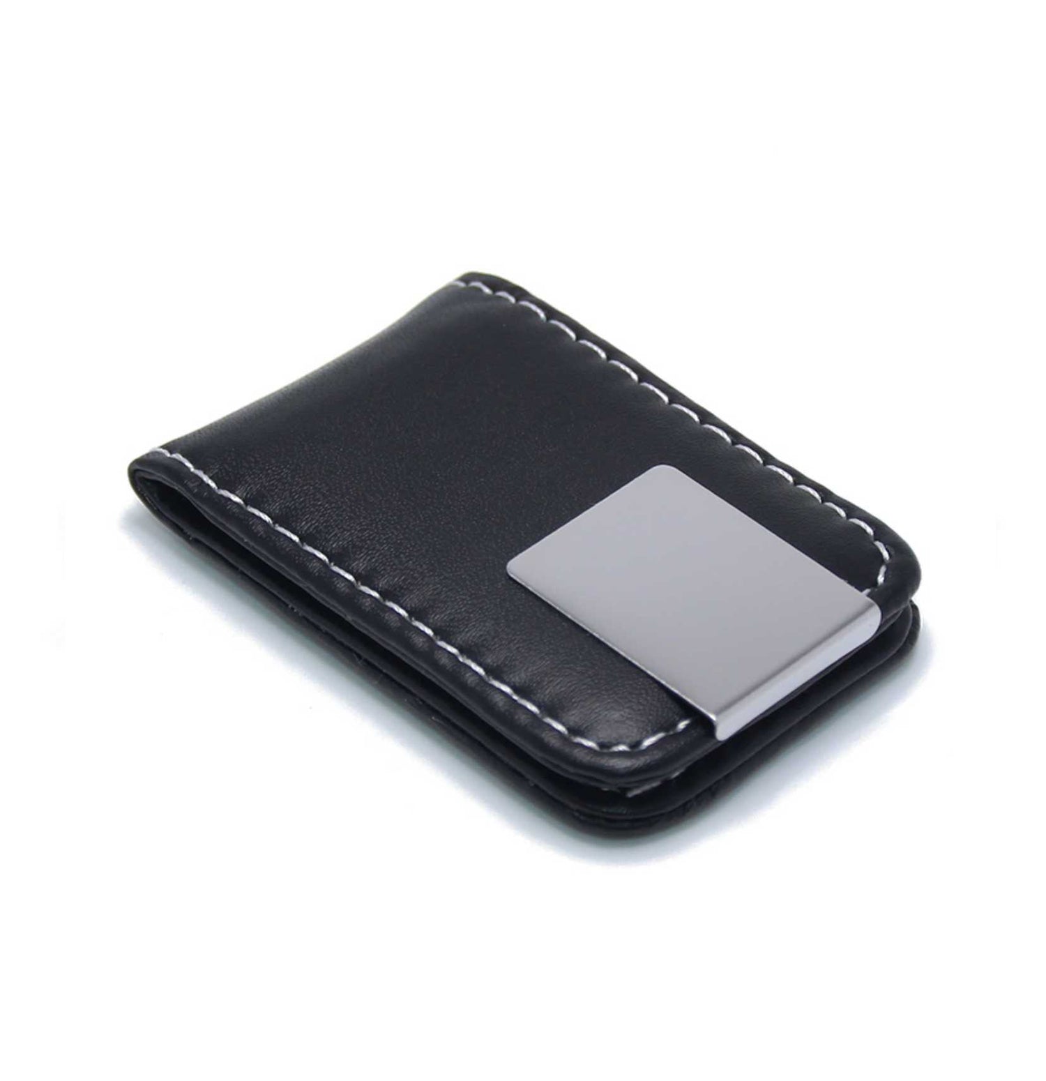 Black Leather Money Clip