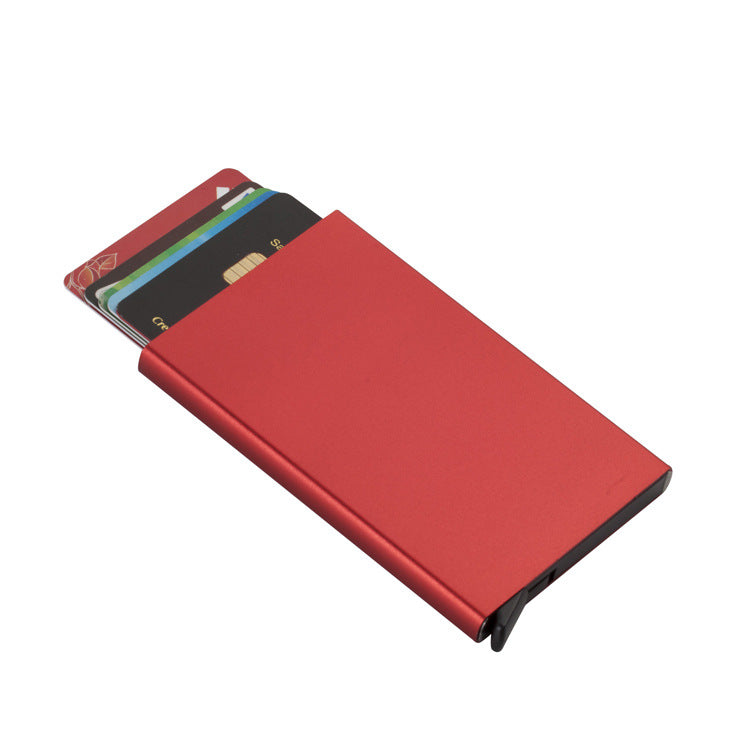Buttom Push Card Holder Red