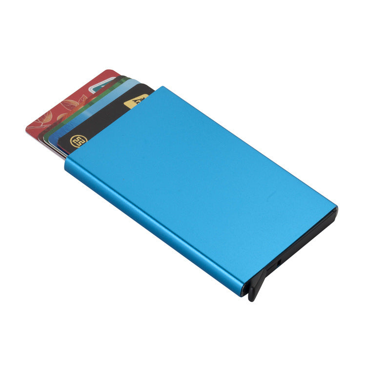 Buttom Push Card Holder Blue