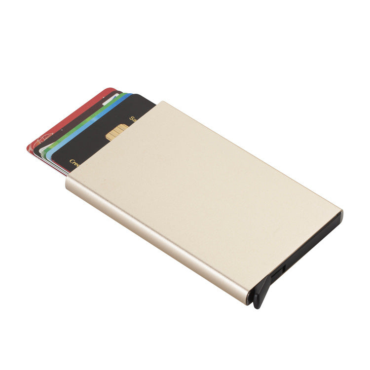 Buttom Push Card Holder Gold