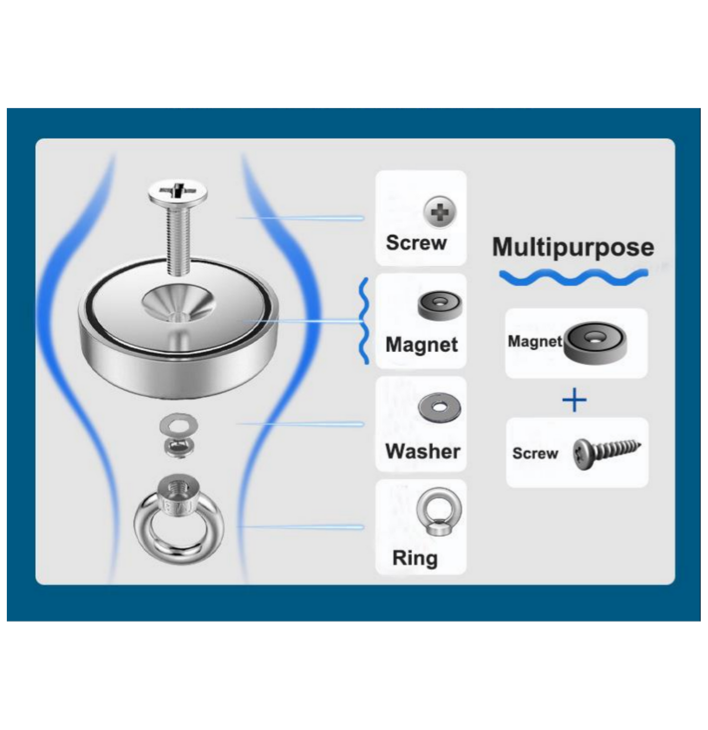 Fishing Magnet With Stainless Steel Hook