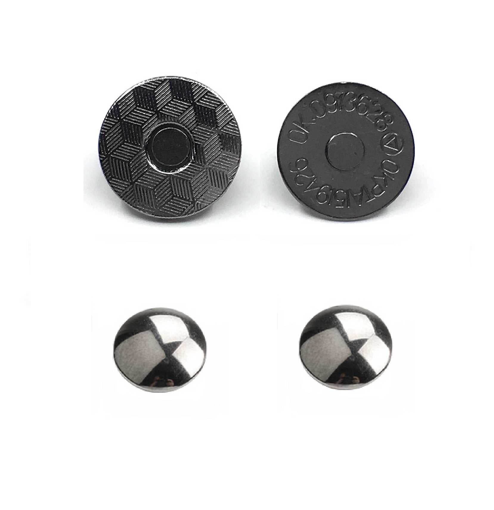Gunmetal double rivet magnetic snap, magnetic button, metal button