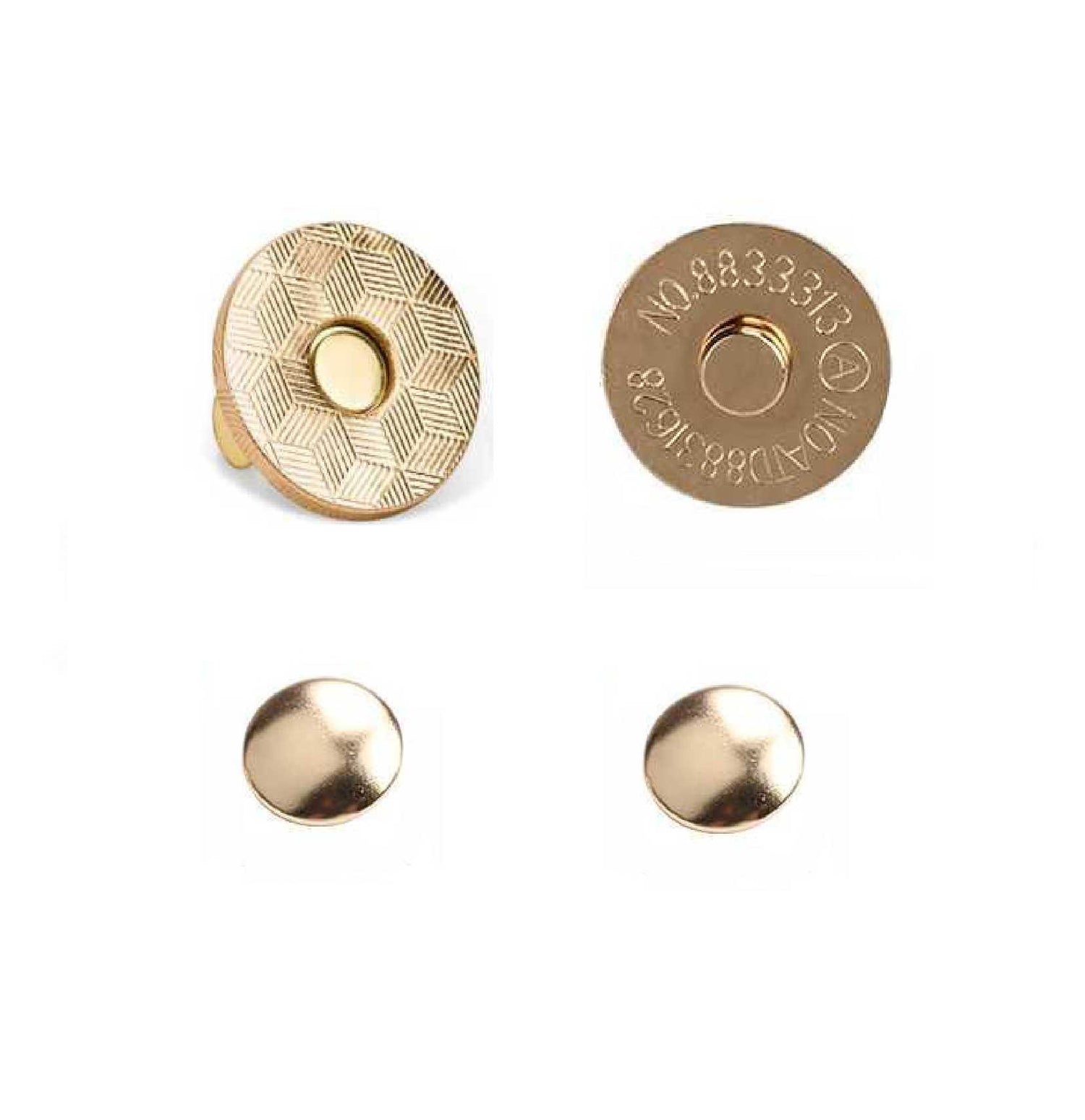 Gold double rivet magnetic snap, magnetic button, metal button