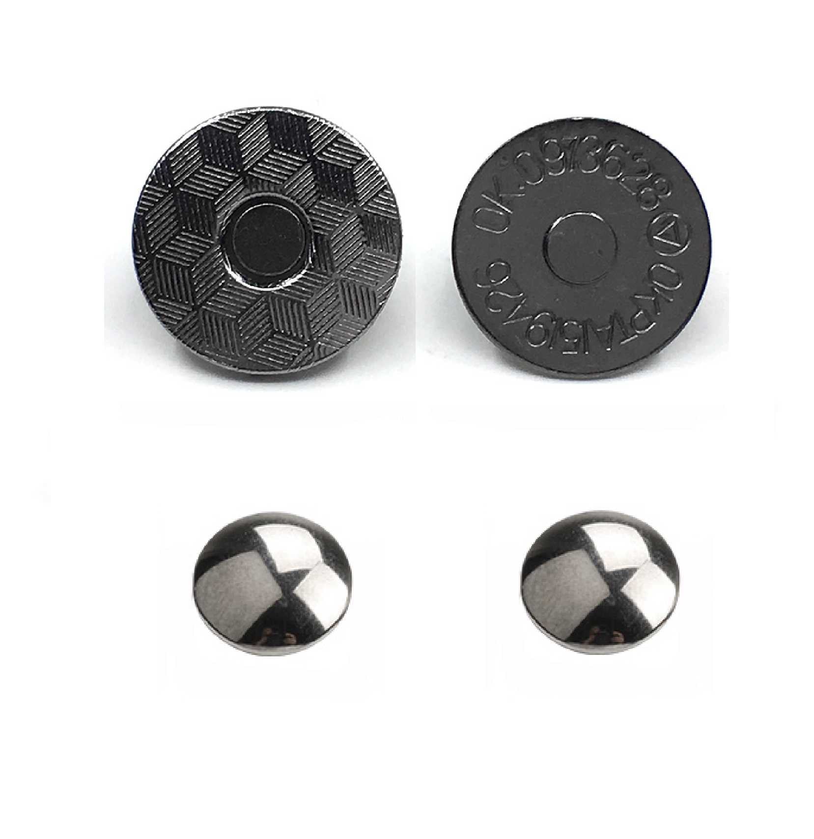 Gunmetal double rivet magnetic snap, magnetic button, metal button
