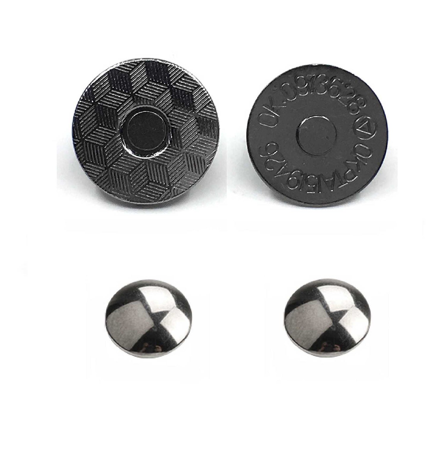Gunmetal double rivet magnetic snap, magnetic button, metal button