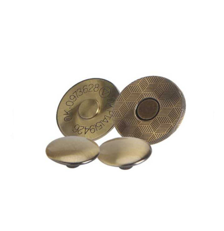 Brush antique brass double rivet magnetic snap, magnetic button, metal button